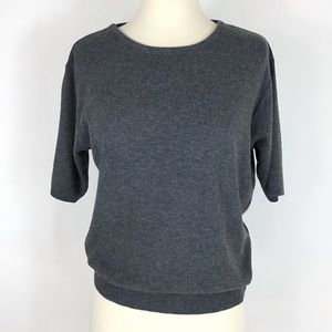 Vintage USA crew gray Sweater short sleeve S M acrylic minimalist classic soft